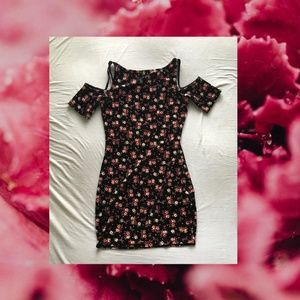 Free People Extra Small Floral Black Mini Dress